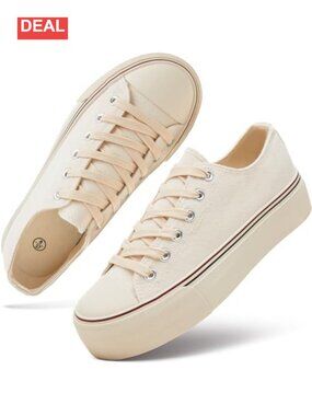 Platform Canvas Sneakers Lace-Up Tennis Casual Comfort Shoes